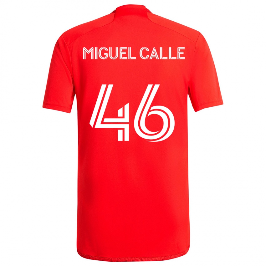 Gyermek Juan Miguel Calle #46 Piros Fehér Hazai Jersey 2024/25 Mez Póló Ing