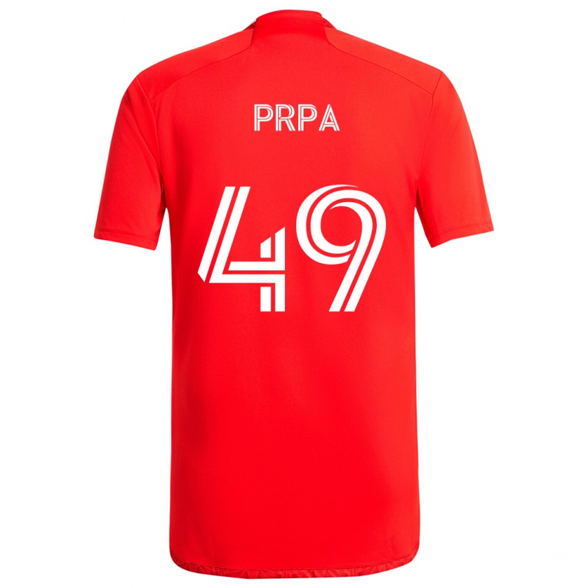 Gyermek Luka Prpa #49 Piros Fehér Hazai Jersey 2024/25 Mez Póló Ing