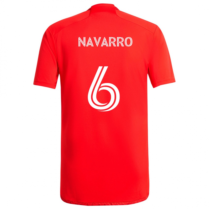 Gyermek Miguel Navarro #6 Piros Fehér Hazai Jersey 2024/25 Mez Póló Ing