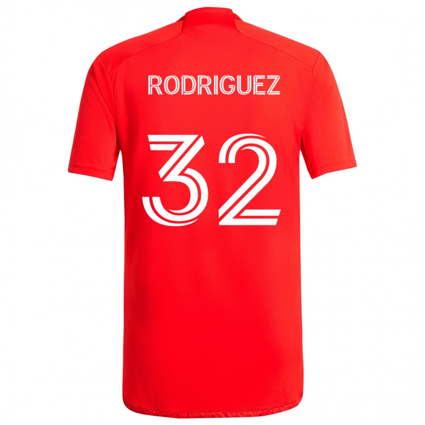 Gyermek Missael Rodríguez #32 Piros Fehér Hazai Jersey 2024/25 Mez Póló Ing