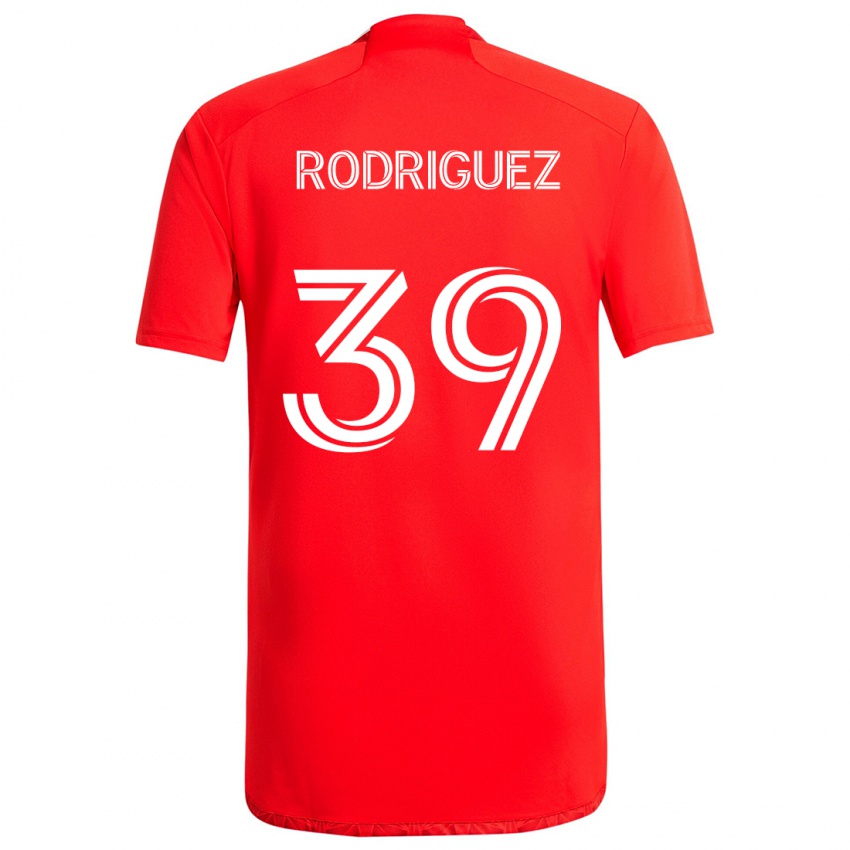 Gyermek Allan Rodriguez #39 Piros Fehér Hazai Jersey 2024/25 Mez Póló Ing