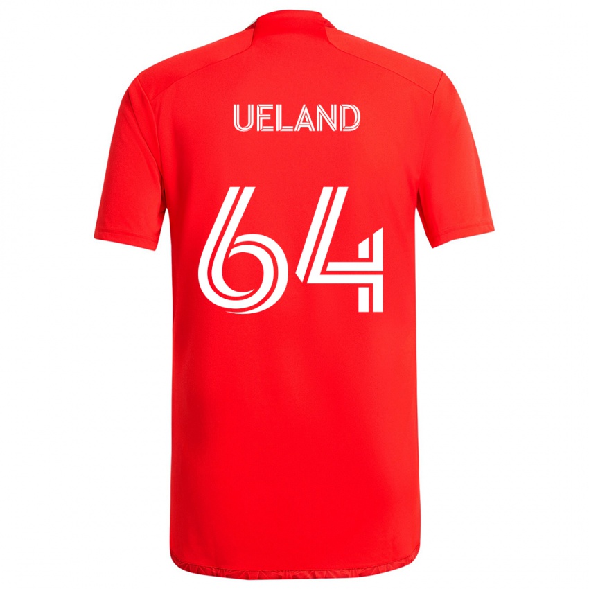 Gyermek Andreas Ueland #64 Piros Fehér Hazai Jersey 2024/25 Mez Póló Ing