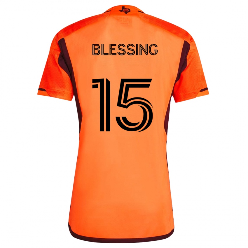 Gyermek Latif Blessing #15 Narancs Fekete Hazai Jersey 2024/25 Mez Póló Ing