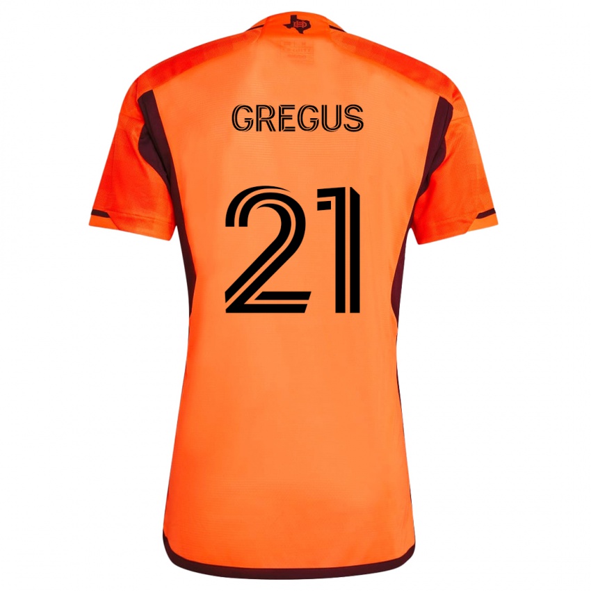 Gyermek Ján Gregus #21 Narancs Fekete Hazai Jersey 2024/25 Mez Póló Ing