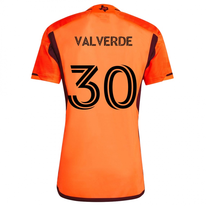 Gyermek Jefferson Valverde #30 Narancs Fekete Hazai Jersey 2024/25 Mez Póló Ing