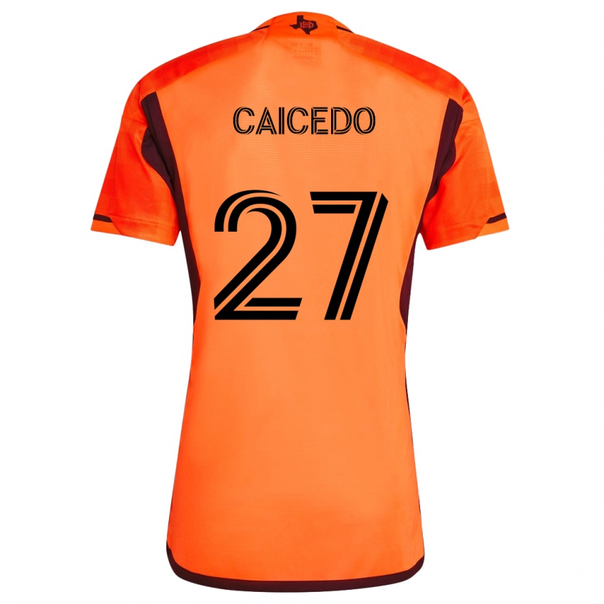 Gyermek Luis Caicedo #27 Narancs Fekete Hazai Jersey 2024/25 Mez Póló Ing