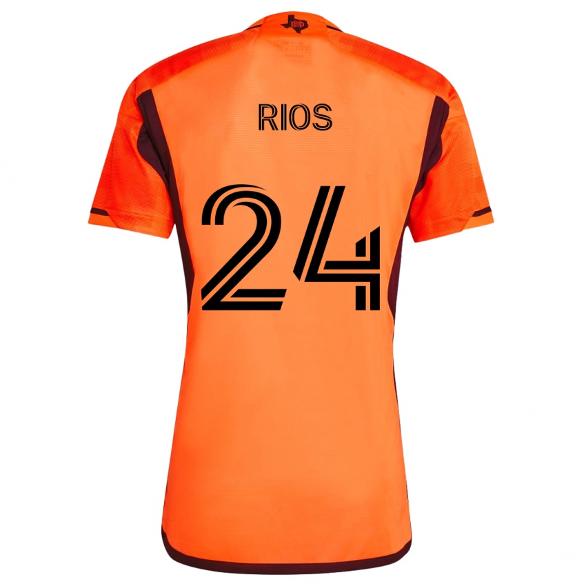 Gyermek Paolo Ríos #24 Narancs Fekete Hazai Jersey 2024/25 Mez Póló Ing