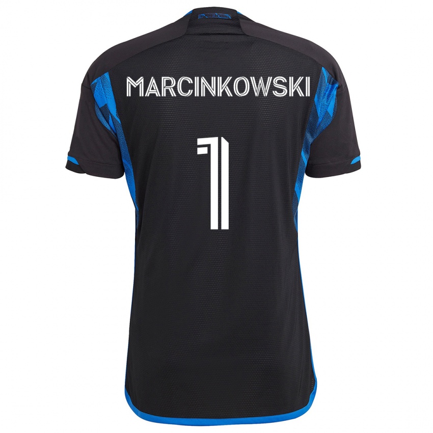 Gyermek Jt Marcinkowski #1 Kék Fekete Hazai Jersey 2024/25 Mez Póló Ing