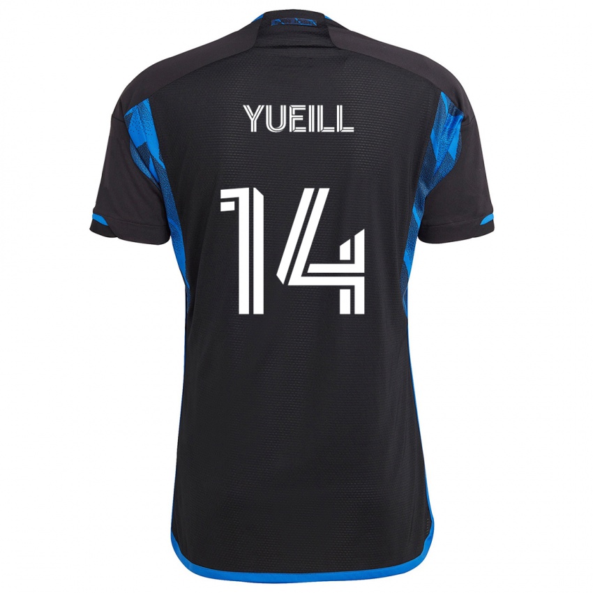 Gyermek Jackson Yueill #14 Kék Fekete Hazai Jersey 2024/25 Mez Póló Ing