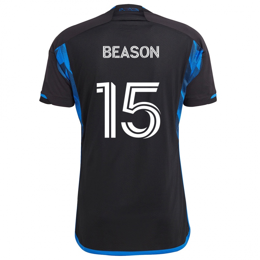 Gyermek Tanner Beason #15 Kék Fekete Hazai Jersey 2024/25 Mez Póló Ing