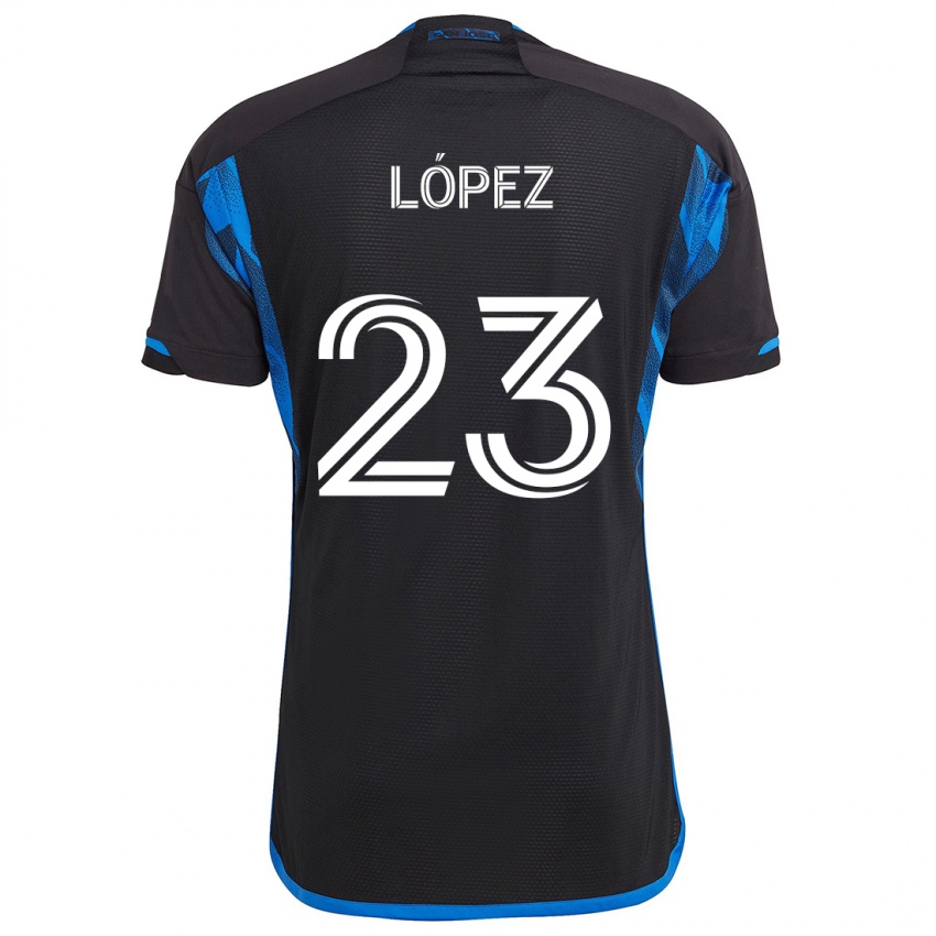 Gyermek Hernán López #23 Kék Fekete Hazai Jersey 2024/25 Mez Póló Ing