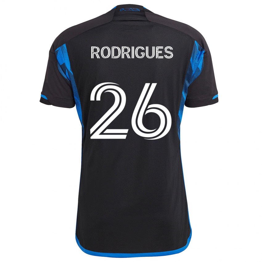 Gyermek Rodrigues #26 Kék Fekete Hazai Jersey 2024/25 Mez Póló Ing