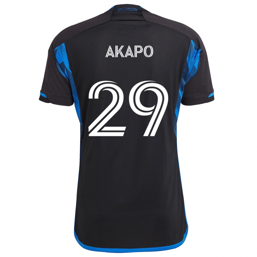 Gyermek Carlos Akapo #29 Kék Fekete Hazai Jersey 2024/25 Mez Póló Ing