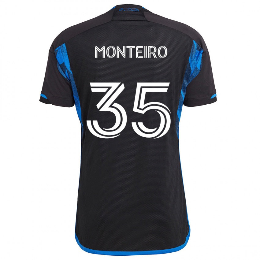 Gyermek Jamiro Monteiro #35 Kék Fekete Hazai Jersey 2024/25 Mez Póló Ing