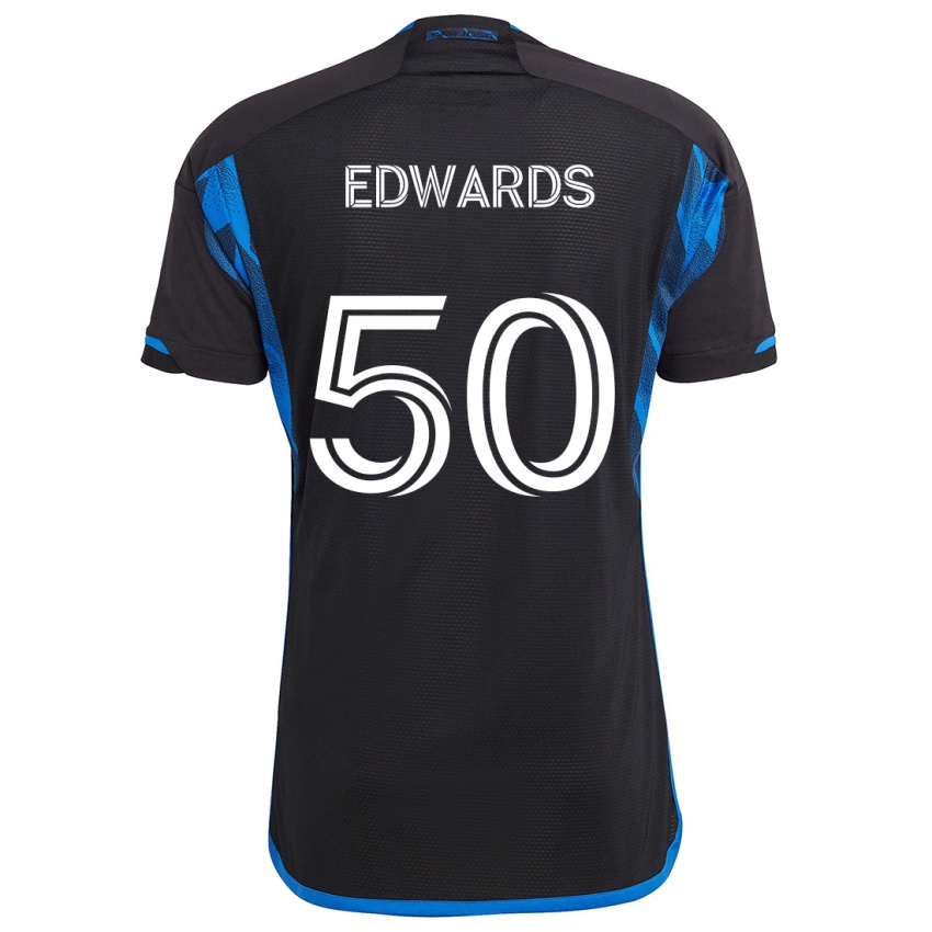 Gyermek Aaron Edwards #50 Kék Fekete Hazai Jersey 2024/25 Mez Póló Ing