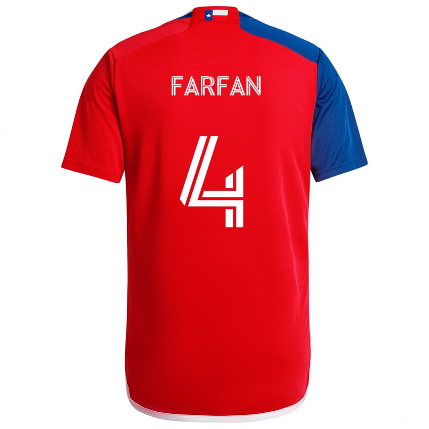 Gyermek Marco Farfán #4 Kék Piros Hazai Jersey 2024/25 Mez Póló Ing