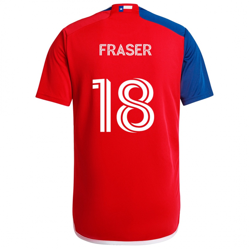 Gyermek Liam Fraser #18 Kék Piros Hazai Jersey 2024/25 Mez Póló Ing