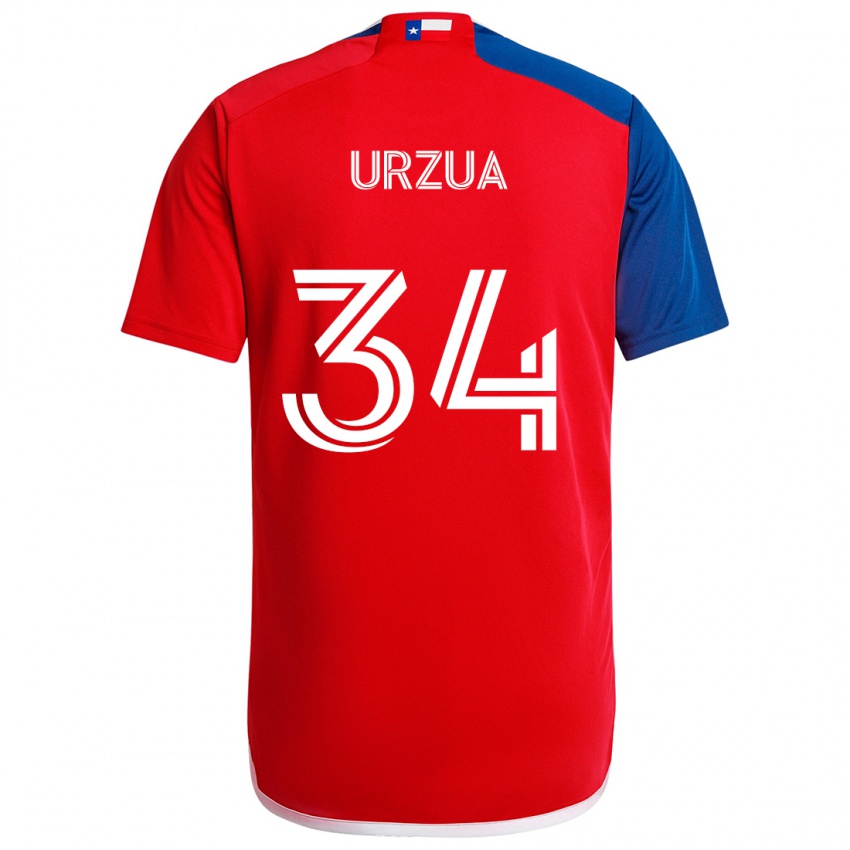 Gyermek Alejandro Urzua #34 Kék Piros Hazai Jersey 2024/25 Mez Póló Ing