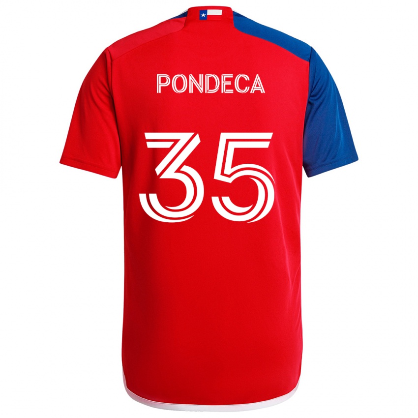 Gyermek Tomas Pondeca #35 Kék Piros Hazai Jersey 2024/25 Mez Póló Ing