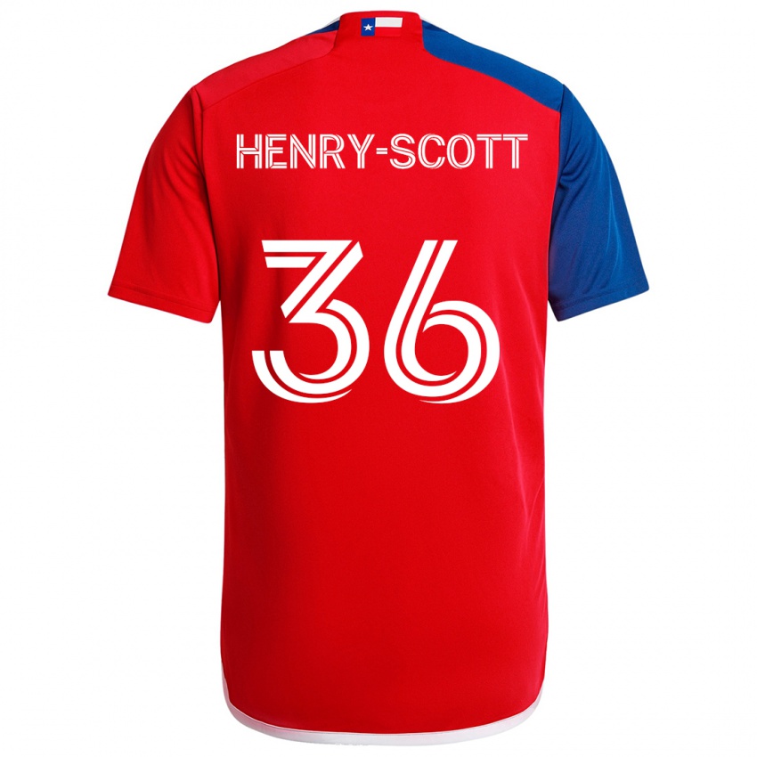 Gyermek Malik Henry-Scott #36 Kék Piros Hazai Jersey 2024/25 Mez Póló Ing