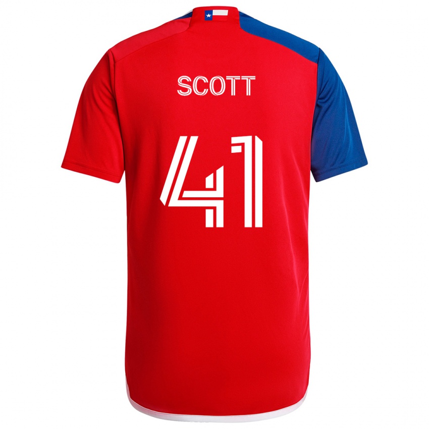 Gyermek Tarik Scott #41 Kék Piros Hazai Jersey 2024/25 Mez Póló Ing