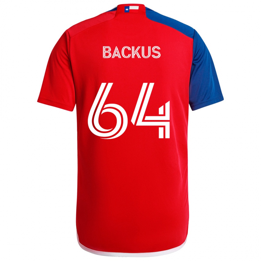 Gyermek Braeden Backus #64 Kék Piros Hazai Jersey 2024/25 Mez Póló Ing