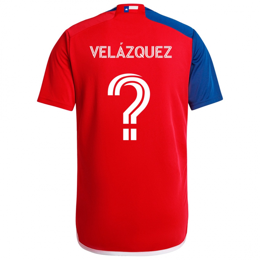 Gyermek Ougir Velázquez #0 Kék Piros Hazai Jersey 2024/25 Mez Póló Ing