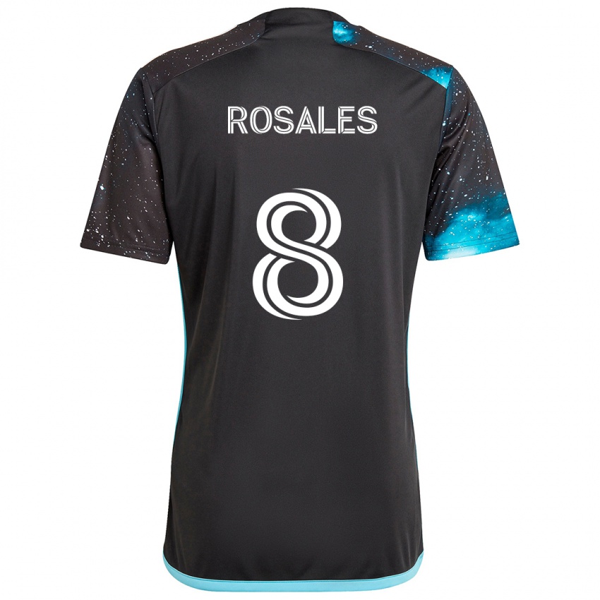 Gyermek Joseph Rosales #8 Fekete Kék Hazai Jersey 2024/25 Mez Póló Ing