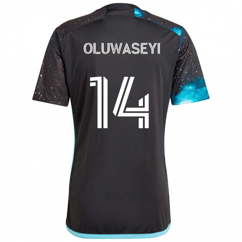 Gyermek Tani Oluwaseyi #14 Fekete Kék Hazai Jersey 2024/25 Mez Póló Ing