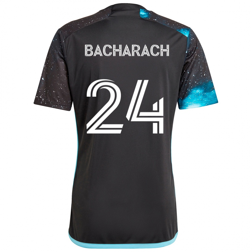 Gyermek Hugo Bacharach #24 Fekete Kék Hazai Jersey 2024/25 Mez Póló Ing