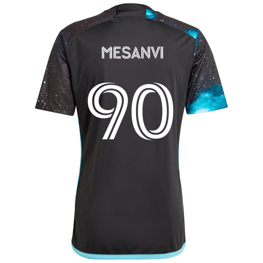 Gyermek Loïc Mesanvi #90 Fekete Kék Hazai Jersey 2024/25 Mez Póló Ing