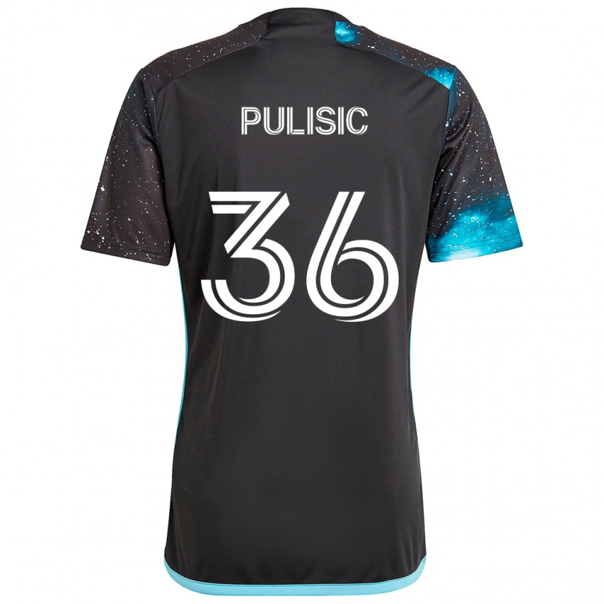 Gyermek Will Pulisic #36 Fekete Kék Hazai Jersey 2024/25 Mez Póló Ing