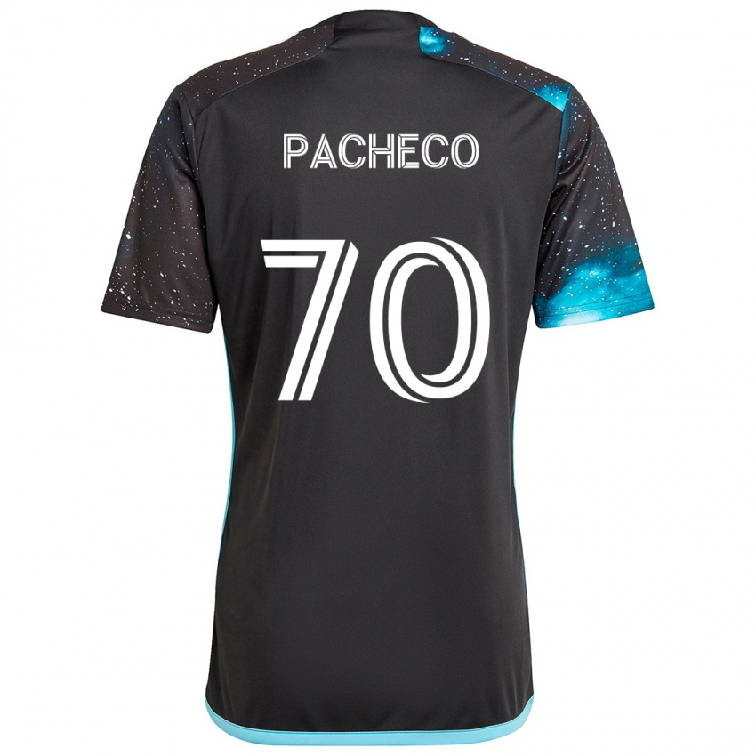 Gyermek Diogo Pacheco #70 Fekete Kék Hazai Jersey 2024/25 Mez Póló Ing