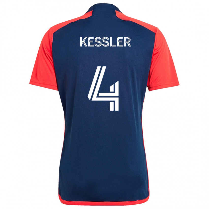 Gyermek Henry Kessler #4 Kék Piros Hazai Jersey 2024/25 Mez Póló Ing