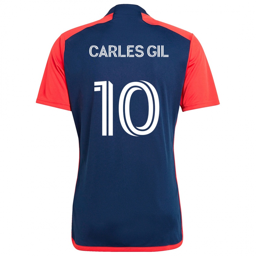 Gyermek Carles Gil #10 Kék Piros Hazai Jersey 2024/25 Mez Póló Ing