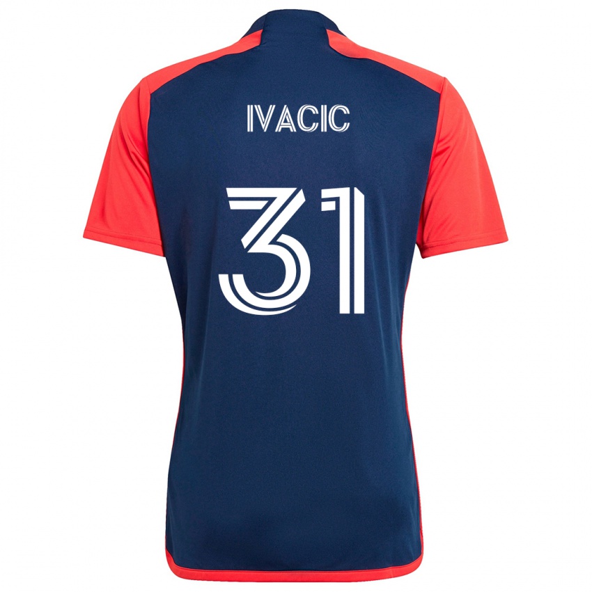 Gyermek Aljaz Ivacic #31 Kék Piros Hazai Jersey 2024/25 Mez Póló Ing