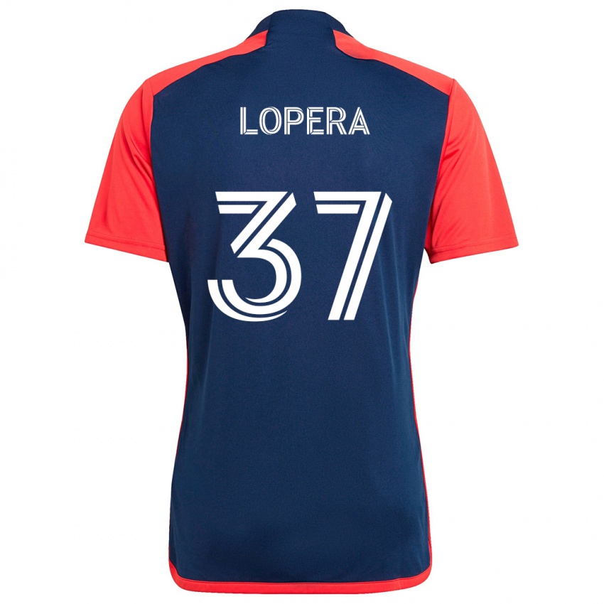 Gyermek Steban Lopera #37 Kék Piros Hazai Jersey 2024/25 Mez Póló Ing