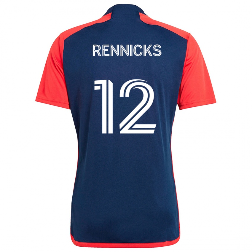 Gyermek Justin Rennicks #12 Kék Piros Hazai Jersey 2024/25 Mez Póló Ing