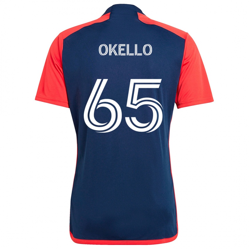 Gyermek Noble Okello #65 Kék Piros Hazai Jersey 2024/25 Mez Póló Ing