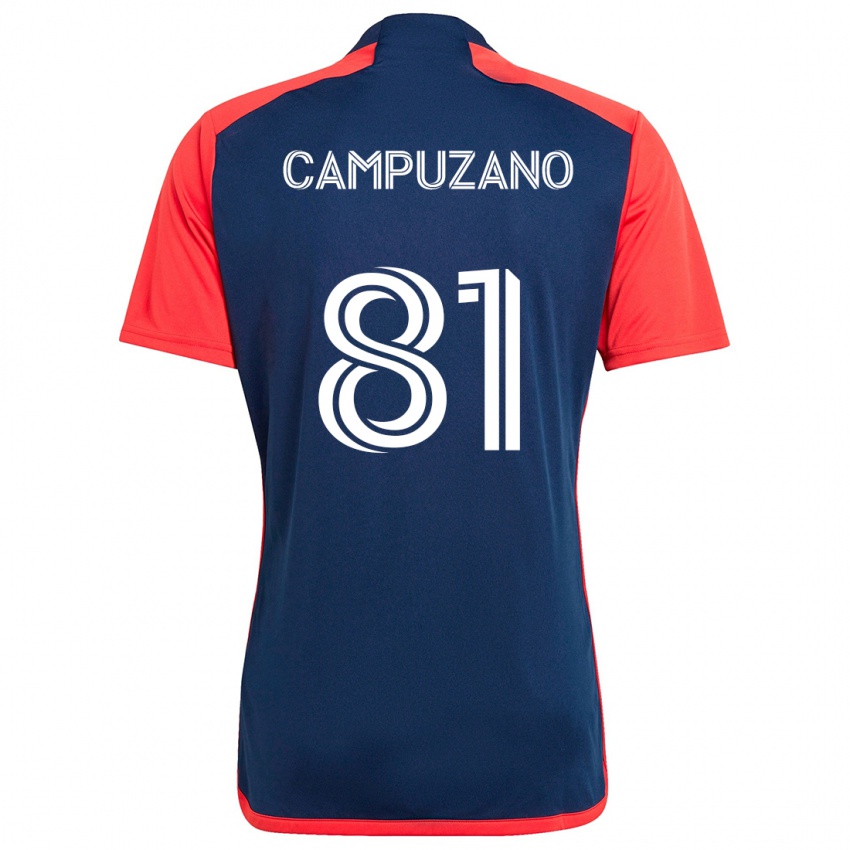 Gyermek Nico Campuzano #81 Kék Piros Hazai Jersey 2024/25 Mez Póló Ing