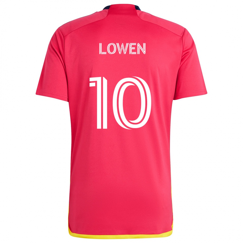 Gyermek Eduard Löwen #10 Piros Kék Hazai Jersey 2024/25 Mez Póló Ing