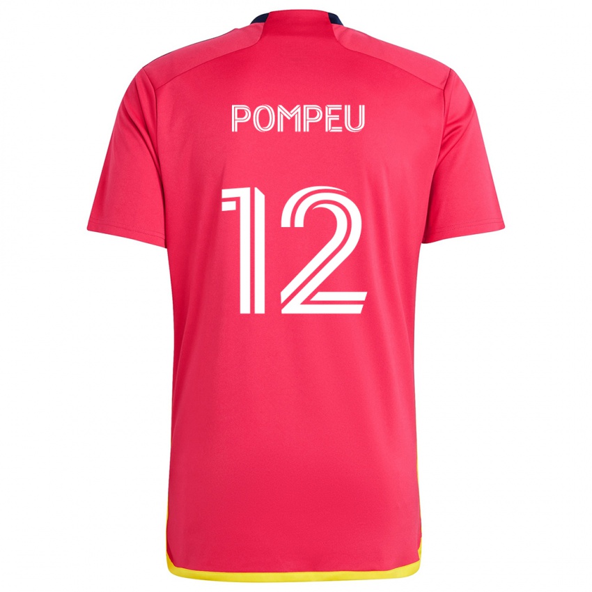 Gyermek Célio Pompeu #12 Piros Kék Hazai Jersey 2024/25 Mez Póló Ing