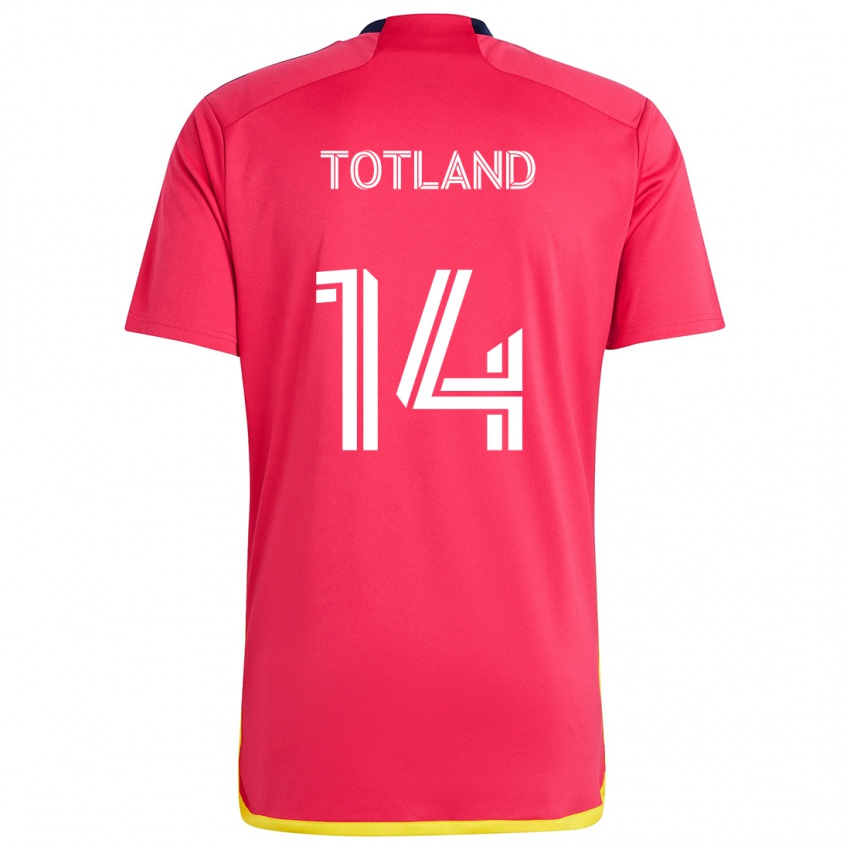 Gyermek Tomas Totland #14 Piros Kék Hazai Jersey 2024/25 Mez Póló Ing