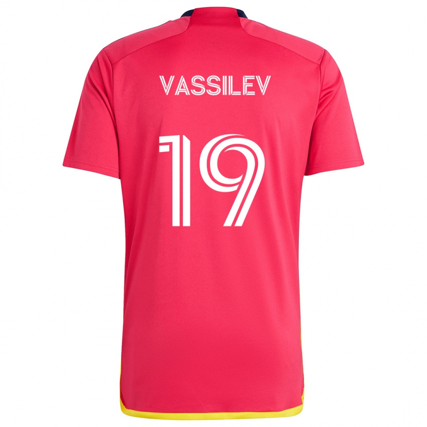 Gyermek Indiana Vassilev #19 Piros Kék Hazai Jersey 2024/25 Mez Póló Ing