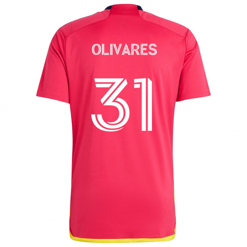 Gyermek Christian Olivares #31 Piros Kék Hazai Jersey 2024/25 Mez Póló Ing