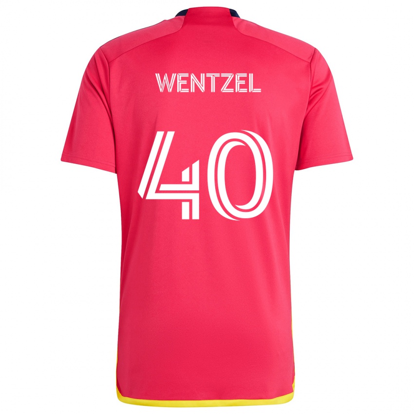 Gyermek Michael Wentzel #40 Piros Kék Hazai Jersey 2024/25 Mez Póló Ing