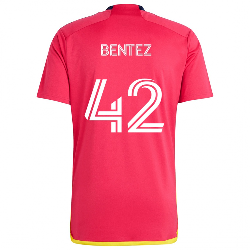 Gyermek Óscar Benítez #42 Piros Kék Hazai Jersey 2024/25 Mez Póló Ing