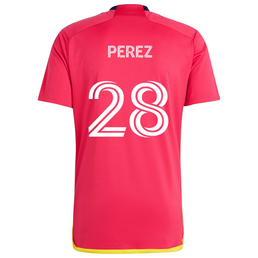 Gyermek Miguel Perez #28 Piros Kék Hazai Jersey 2024/25 Mez Póló Ing