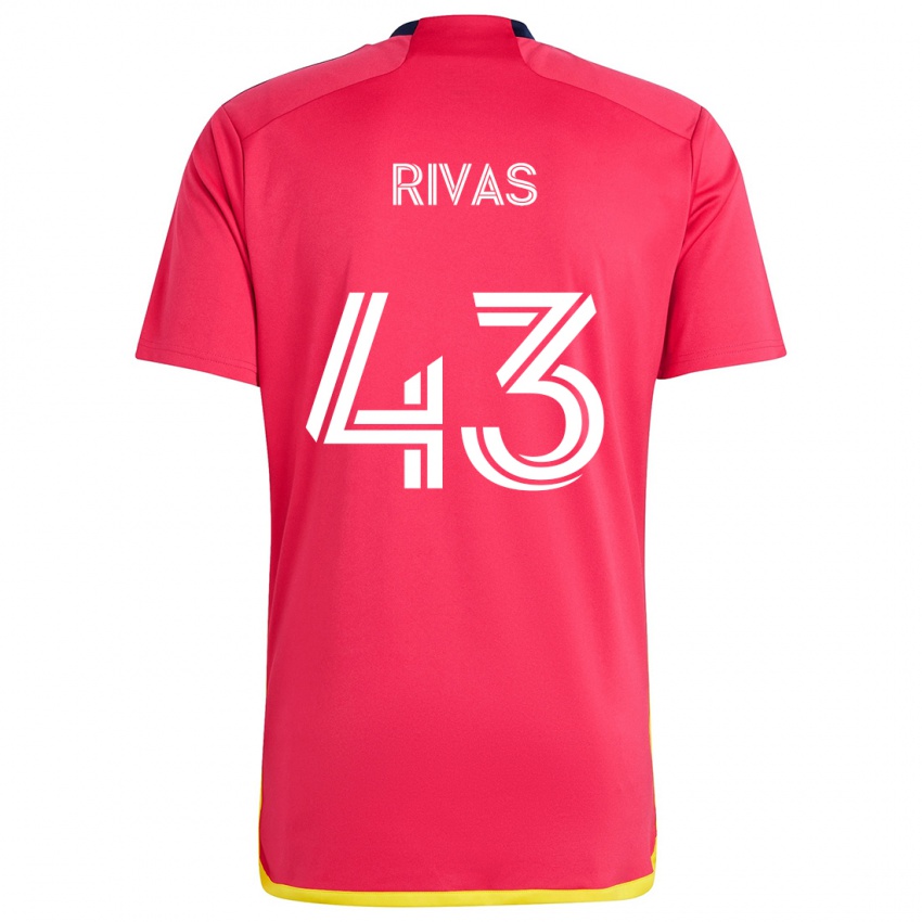 Gyermek Sergio Rivas #43 Piros Kék Hazai Jersey 2024/25 Mez Póló Ing