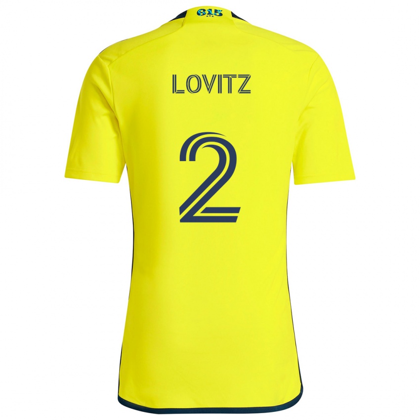 Gyermek Daniel Lovitz #2 Sárga Kék Hazai Jersey 2024/25 Mez Póló Ing